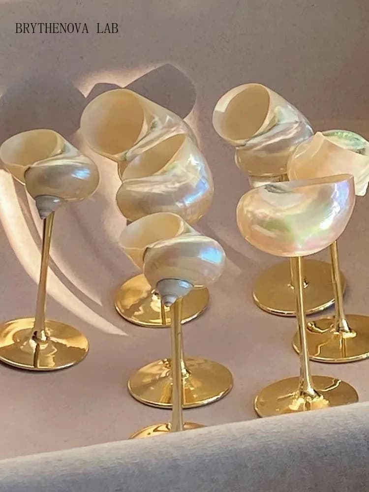AhunderJiaz Retro Couple Seashell Wine Cups | Handcrafted Conch Gift Set | Coastal Romantic Decor | New Year Anniversary Present