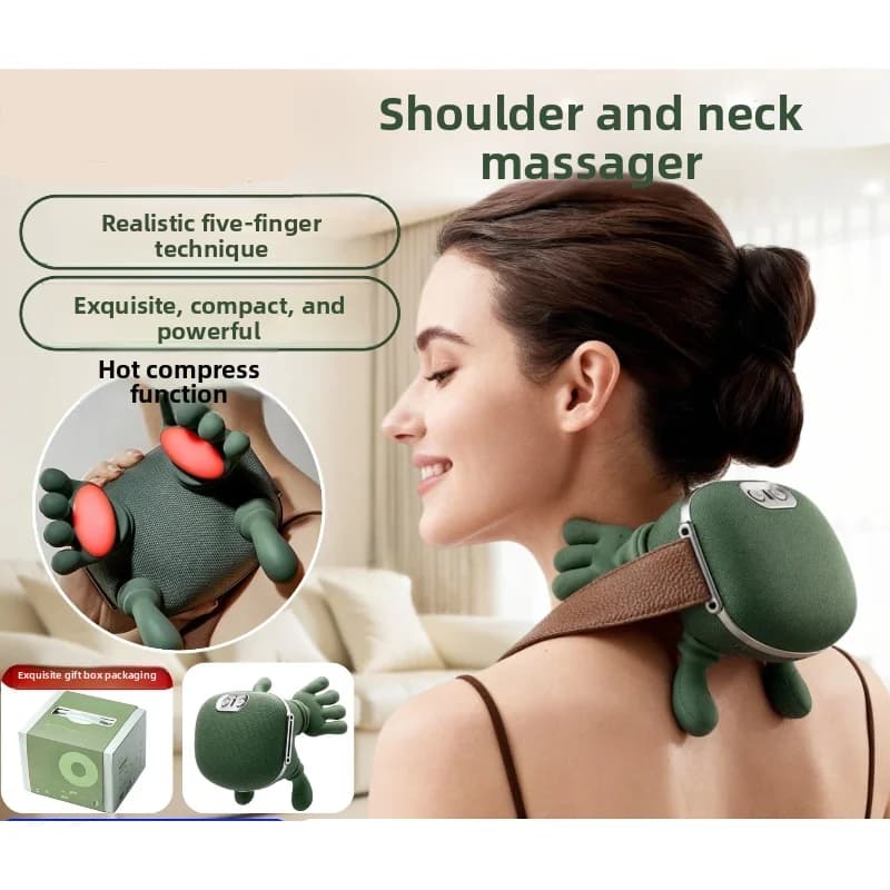 Cuscino Massaggiante Elettrico per il Collo con Simulazione di Massaggio Manuale e Terapia Termica per Alleviare la Tensione Muscolare, per Casa, Ufficio e Viaggi