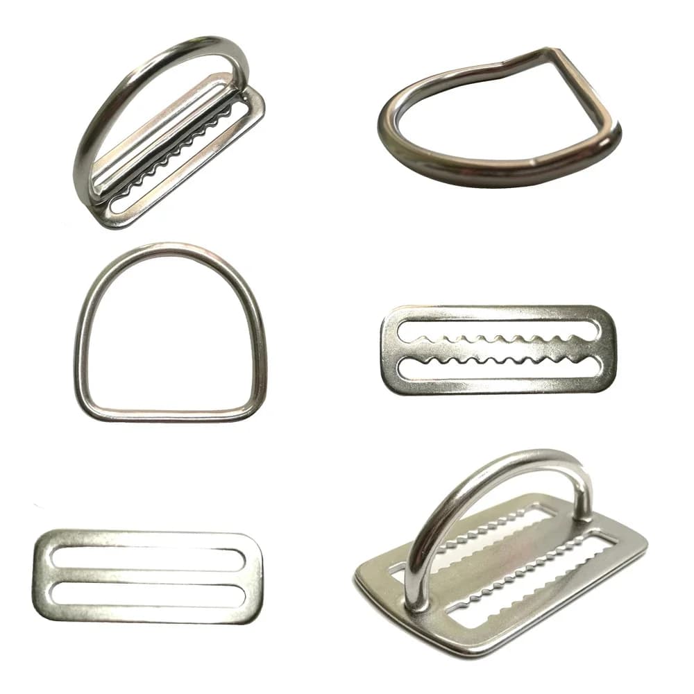 2 "Acciaio inossidabile Scuba Diving Peso Cintura Slide Keeper D Anello Tessitura Imbracatura Cintura Fermo Tappo Apnea BCD Accessori