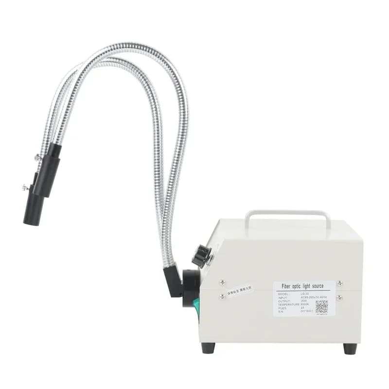 Lampada a Fibra Ottica LED 30W 6000K con Doppio Collo Flessibile, Illuminatore Regolabile per Microscopio, Sorgente Luminosa Fredda per Uso Medico
