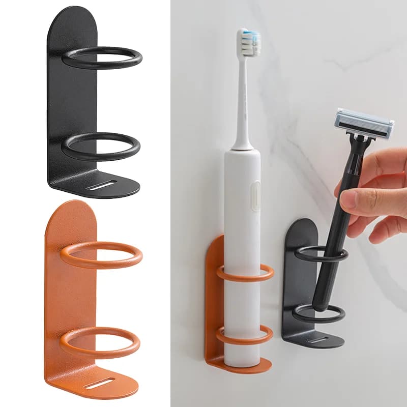 Portaspazzolino elettrico a parete Portaspazzolino in metallo Porta rasoio Mensola portaoggetti Accessori per il bagno Salvaspazio
