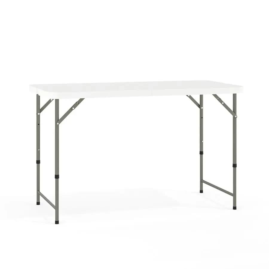Tavolo Pieghevole Rettangolare in Plastica per Eventi con Gambe Regolabili e Maniglia per il Trasporto, Tavolo Portatile Bifold per Banchetti