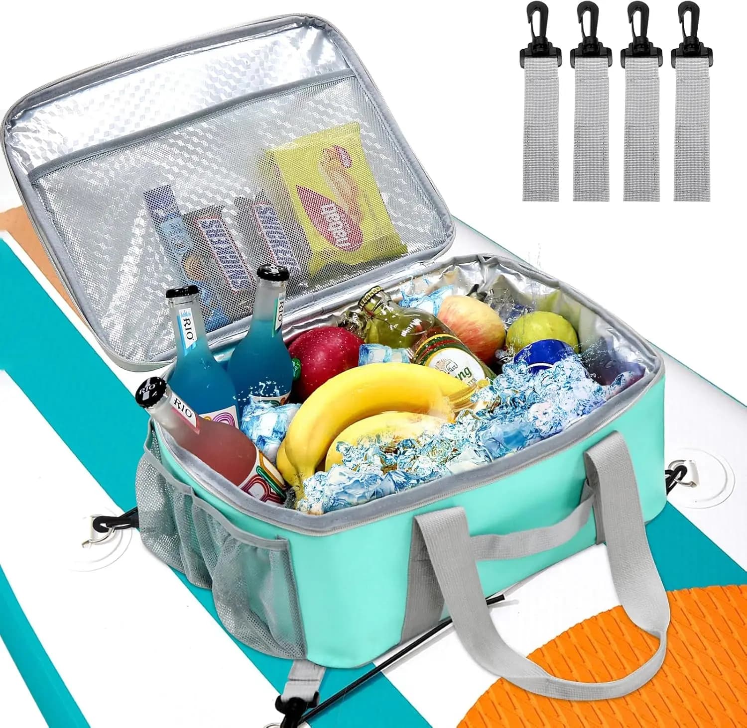 Borsa Termica Impermeabile per Paddle Board con Tasca a Rete e Scomparti Laterali per Accessori Kayak e SUP