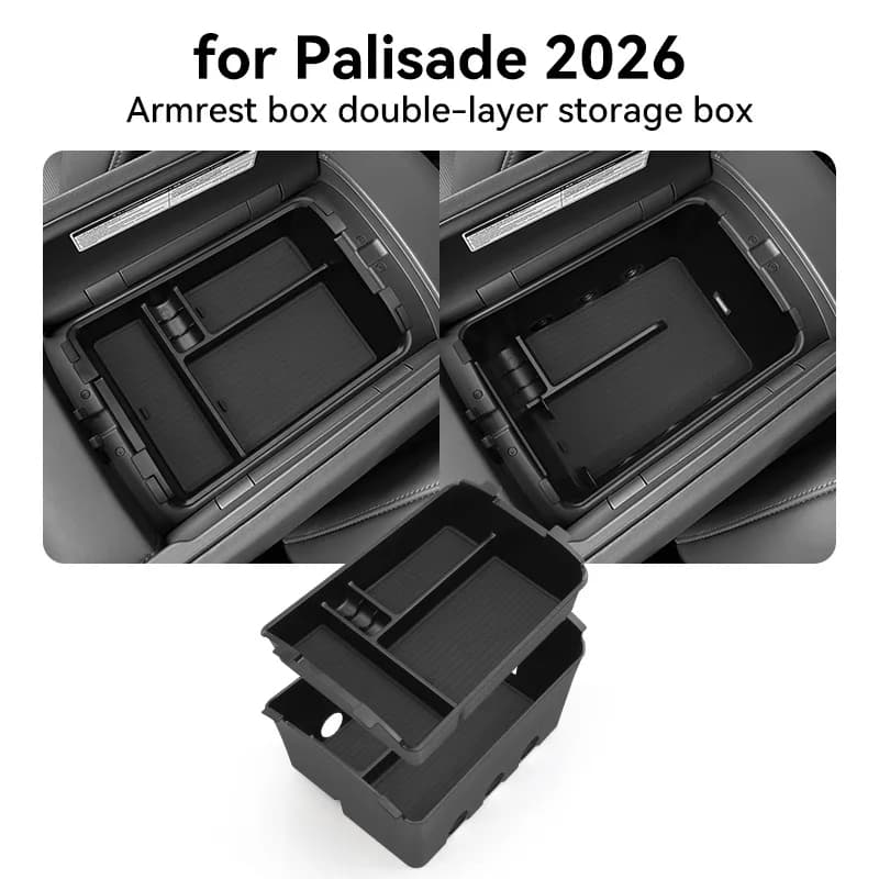 Per Hyundai Palisade 2026 Scatola di immagazzinaggio per auto Accessori Console centrale Scatola bracciolo Organizzatore di immagazzinaggio a doppio strato Vassoio per riordino