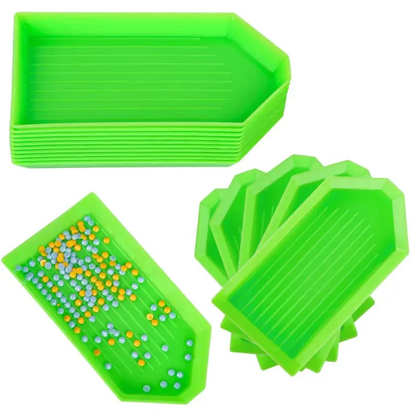 6 vassoi per smistamento di perline in plastica per pittura con diamanti, organizzatori di gioielli artigianali con design facile da versare, accessori artistici con diamanti fai da te