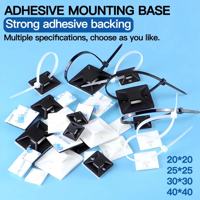Morsetto per clip per cavo da 250/500/1000 pezzi, base durevole per montaggio su fascetta con cerniera con supporto adesivo per parete di casa