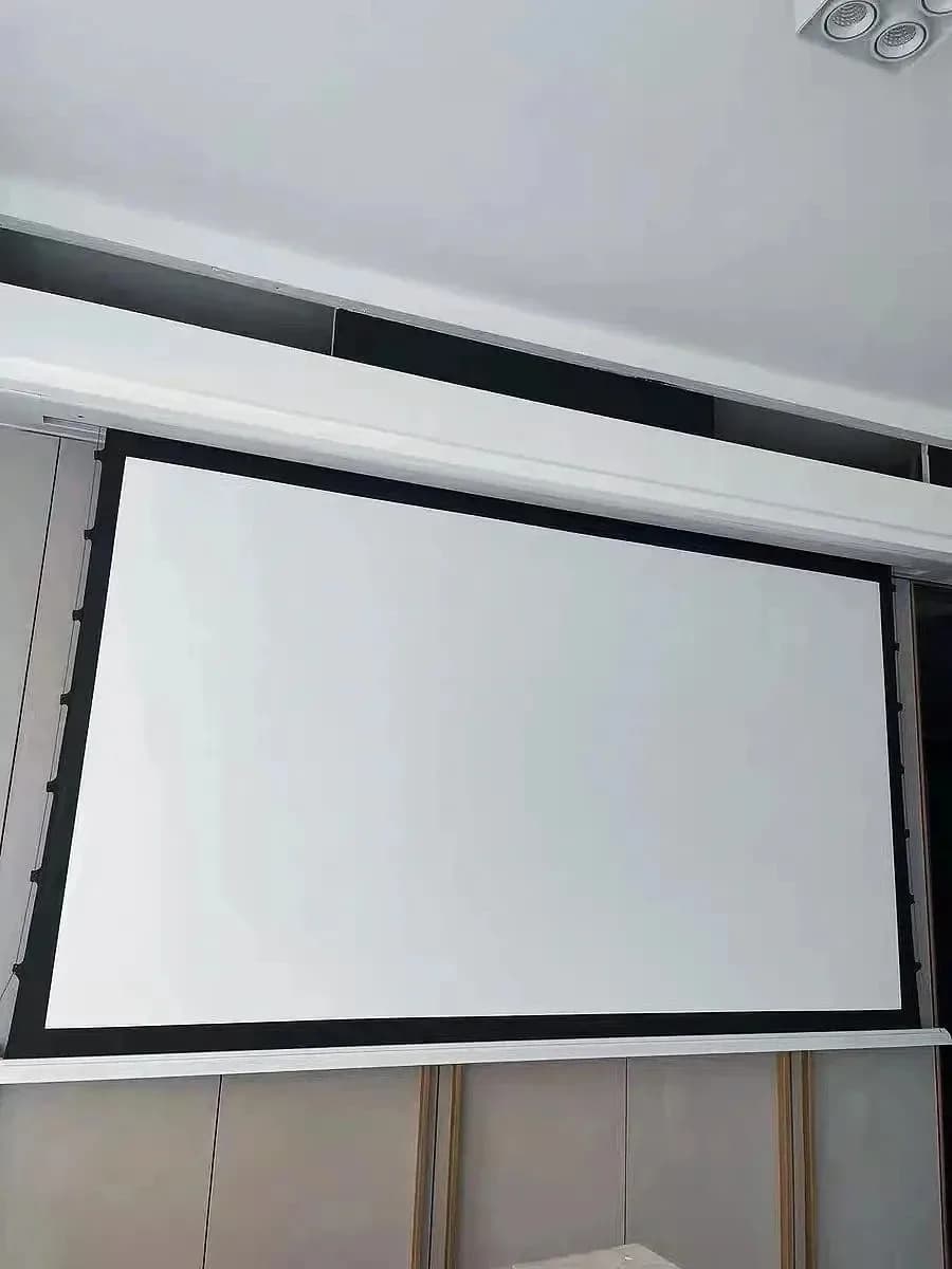 Nuovo Schermo per Proiettore a Scomparsa da Soffitto, Motorizzato con Tensionamento, 3D 4K/8K, per Home Theater, Bianco Opaco