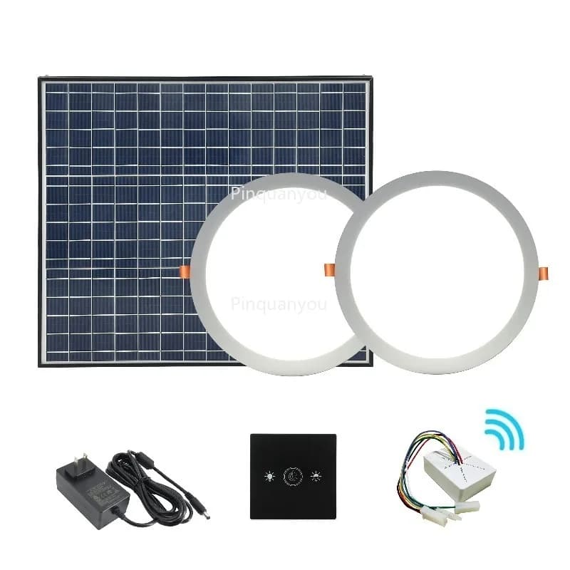 Lucernario Nuovo prodotto Kit di illuminazione per tetto di tipo rotondo 2 in 1 Adattatore solare Pannello LED a doppia alimentazione Luce intelligente
