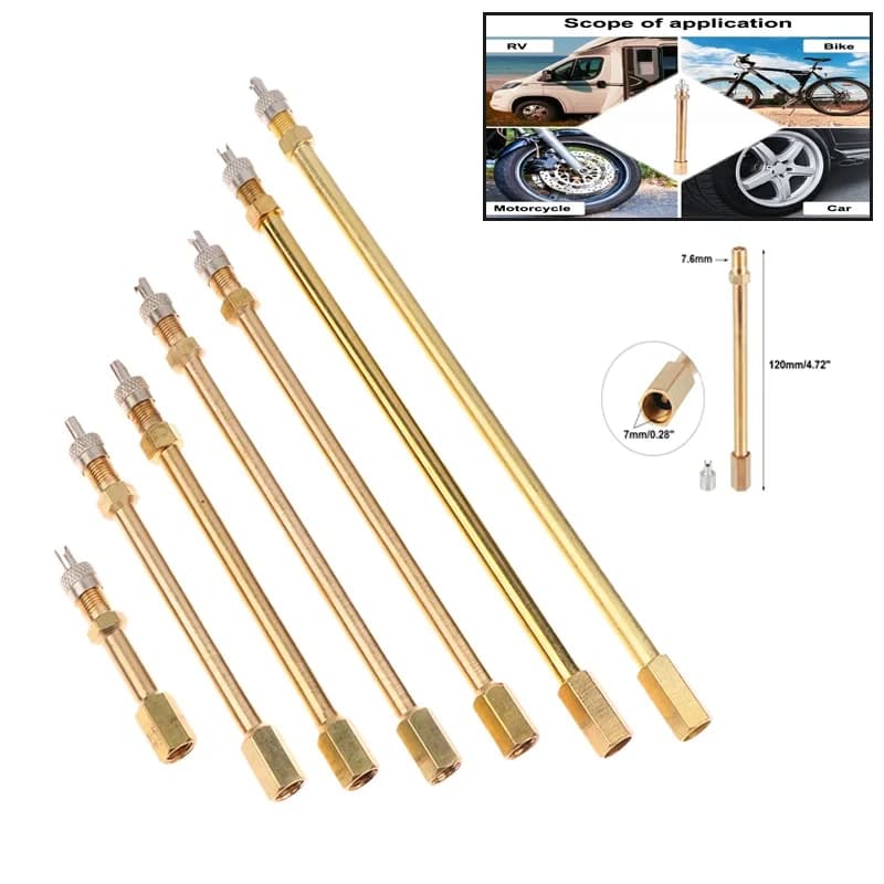 1Pc Auto Camion Ruota in ottone Tappo valvola del pneumatico Stelo del pneumatico Prolunga per asta Stelo della valvola di gonfiaggio della barca a vapore Steli Accessorio automatico