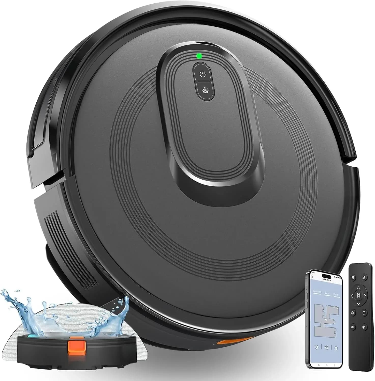 BestsellerRobot Vacuum and Mop Combo, 4200Pa Suction, 2 in 1 Mopping Cleaner, Black, App & Voice Control, Self-Charging, Obstacl