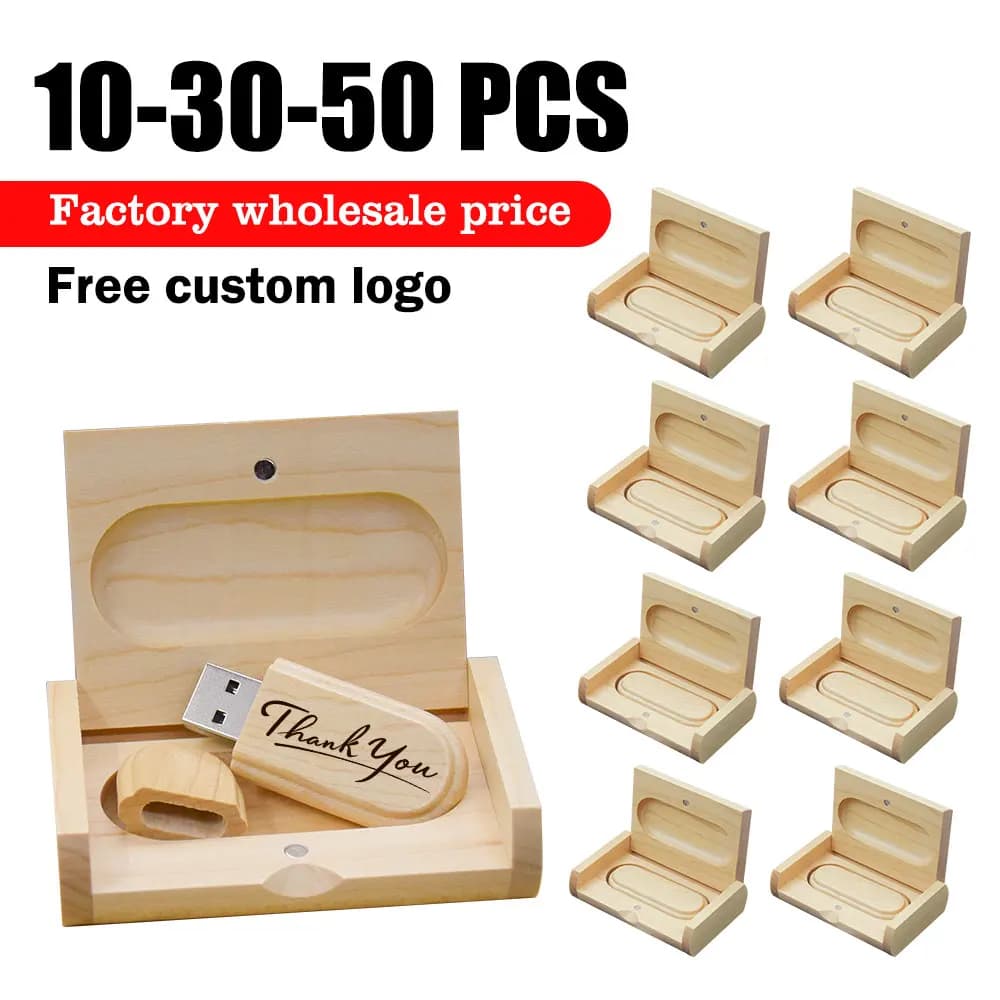 20 pezzi/lotto chiavetta USB 2.0 in legno da 128GB, 64GB, 32GB, 16GB, 8GB, 4GB, idea regalo per matrimonio.