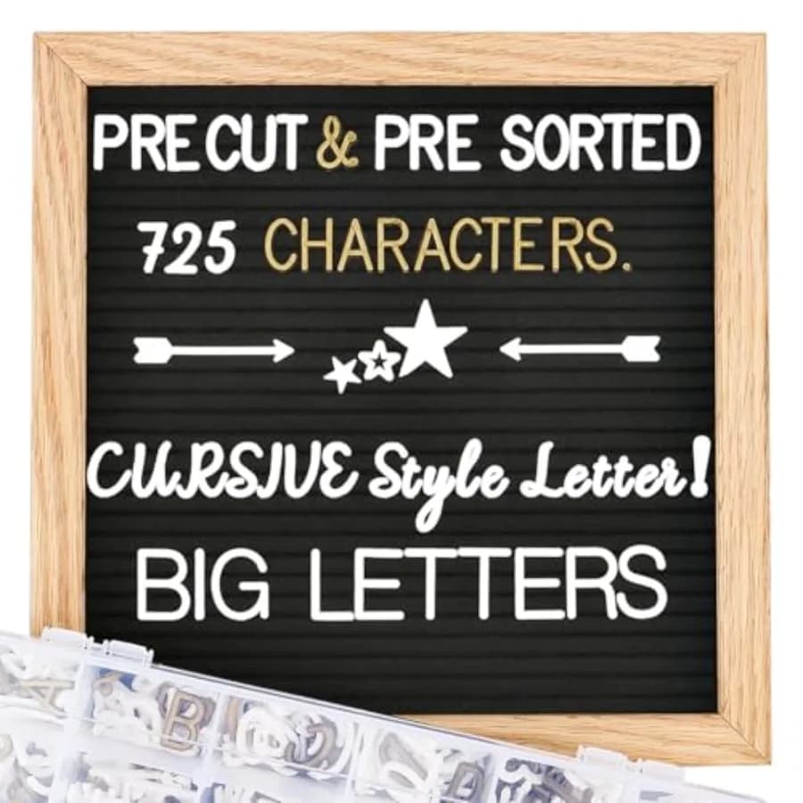 Felt Letter Board with Letters, Pre Cut and Sorted 725 Letters, First Day of School Board, Baby Announcement Sign, Pregnancy An