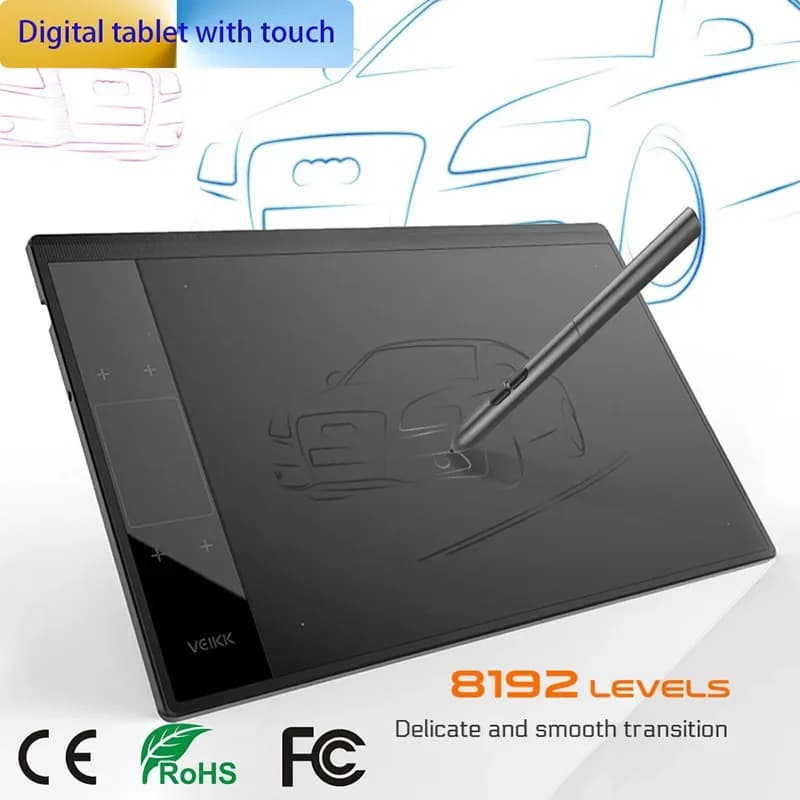 VEIKK A30 Tavoletta grafica professionale da 10 x 6 pollici Interfaccia di tipo C con 8192 livelli senza batteria per tavoletta da disegno digitale