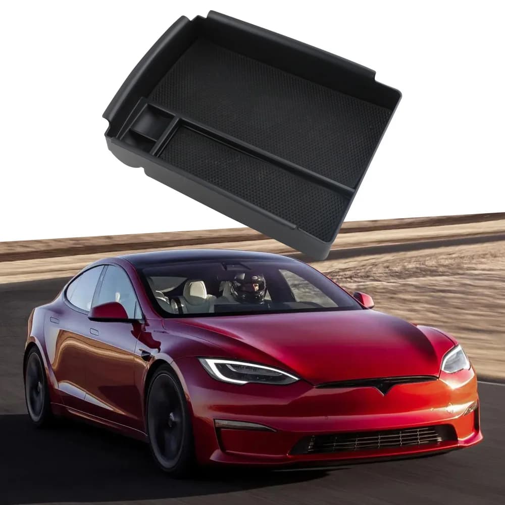 Scatola portaoggetti per bracciolo auto per Tesla Model X Model S 2016-2020, organizer per console centrale, vassoio portaoggetti, custodia, accessori interni