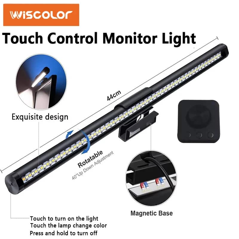 Wiscolor LED monitor light with remote control Stepless Dimmable screen monitor hanging light for computer study LED table lamp