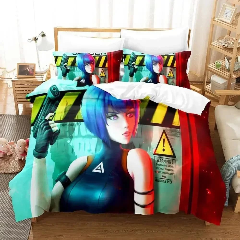 Set biancheria da letto Ghost In The Shell Set letto singolo doppio completo Queen King Size Set copripiumino per camera da letto per bambini adulti Set lenzuola Anime 3D