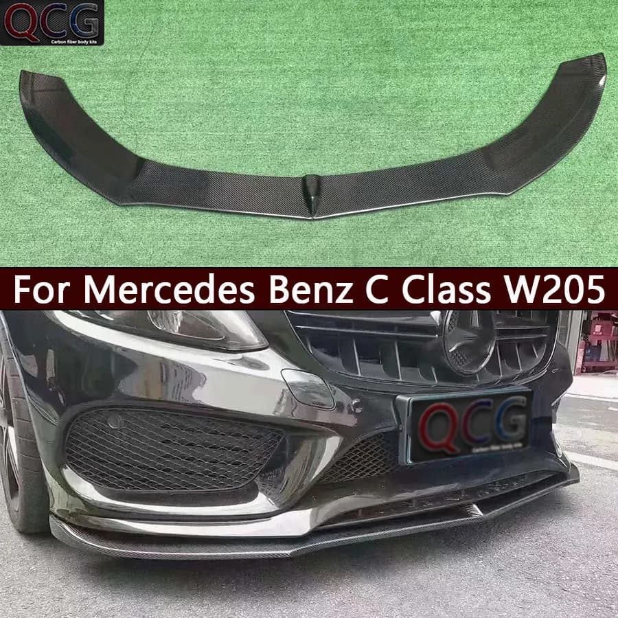 For Mercedes Benz Class C W205 C200 C260, Diffuser Front bumper in Carbon Fiber, Spoiler Front, Auto Accessories, Car Kit