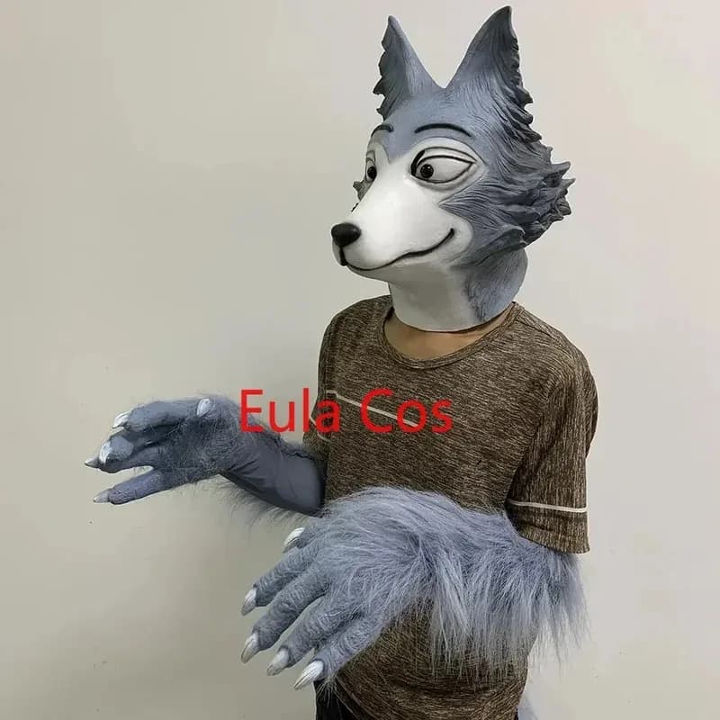 Anime BEASTARS Maschere Cosplay Legosi Cosplay Guanto Maschera Coda Lattice Animale adulto Costume Puntelli Artigli di lupo per la festa di Halloween Cos