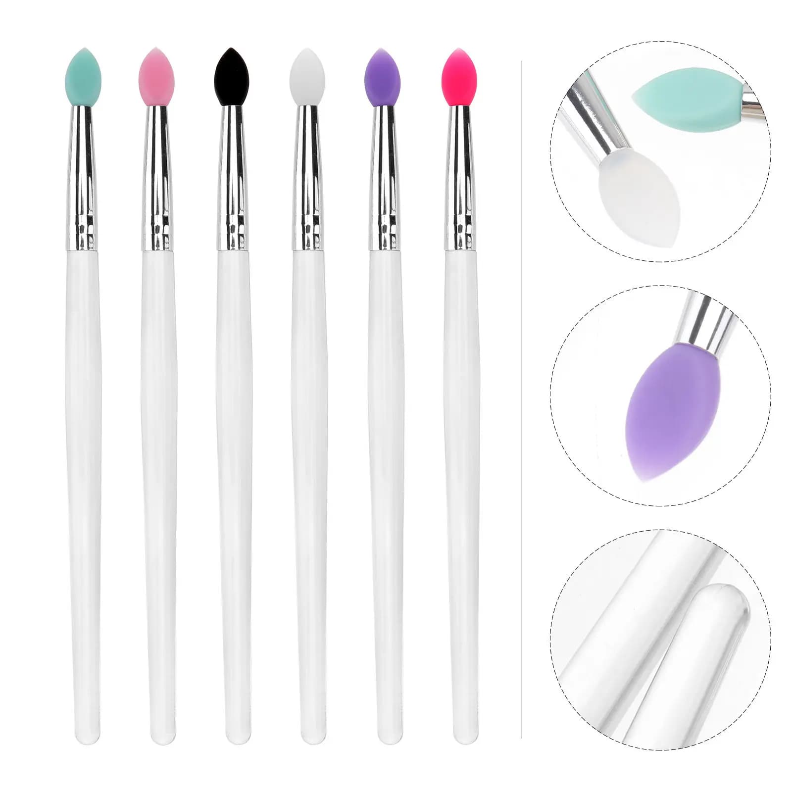 Set di pennelli per ombretti da 6 pezzi, applicatore in silicone, kit di pennelli per trucco compatto, adatto ai viaggi, per professionisti, principianti, regalo