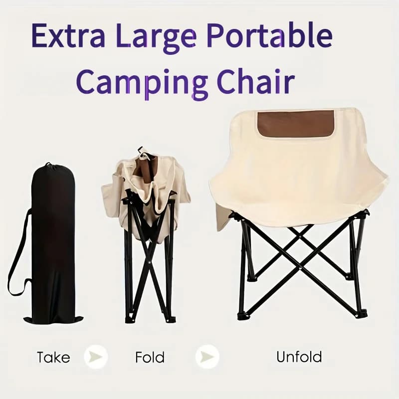 Sedia da Campeggio Extra Large Portatile, Sedia Pieghevole in Tessuto Oxford con Tasca Laterale per Spiaggia e Pesca