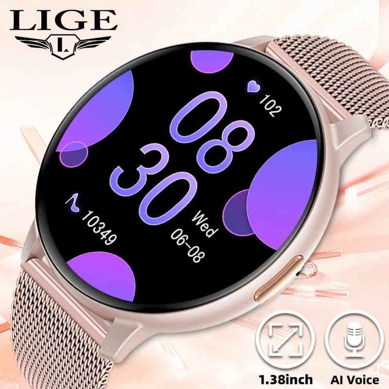 Smartwatch Fitness Tracker LIGE 2026 con Monitoraggio Frequenza Cardiaca, Assistente Vocale, Chiamate Bluetooth, Impermeabile IP67, Nuovi Orologi Sportivi Intelligenti