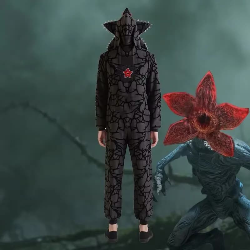 Costume Demogorgone Anime per Adulti, Pigiama Intero con Copricapo Floreale, Tuta Anime per Feste di Compleanno e Cosplay