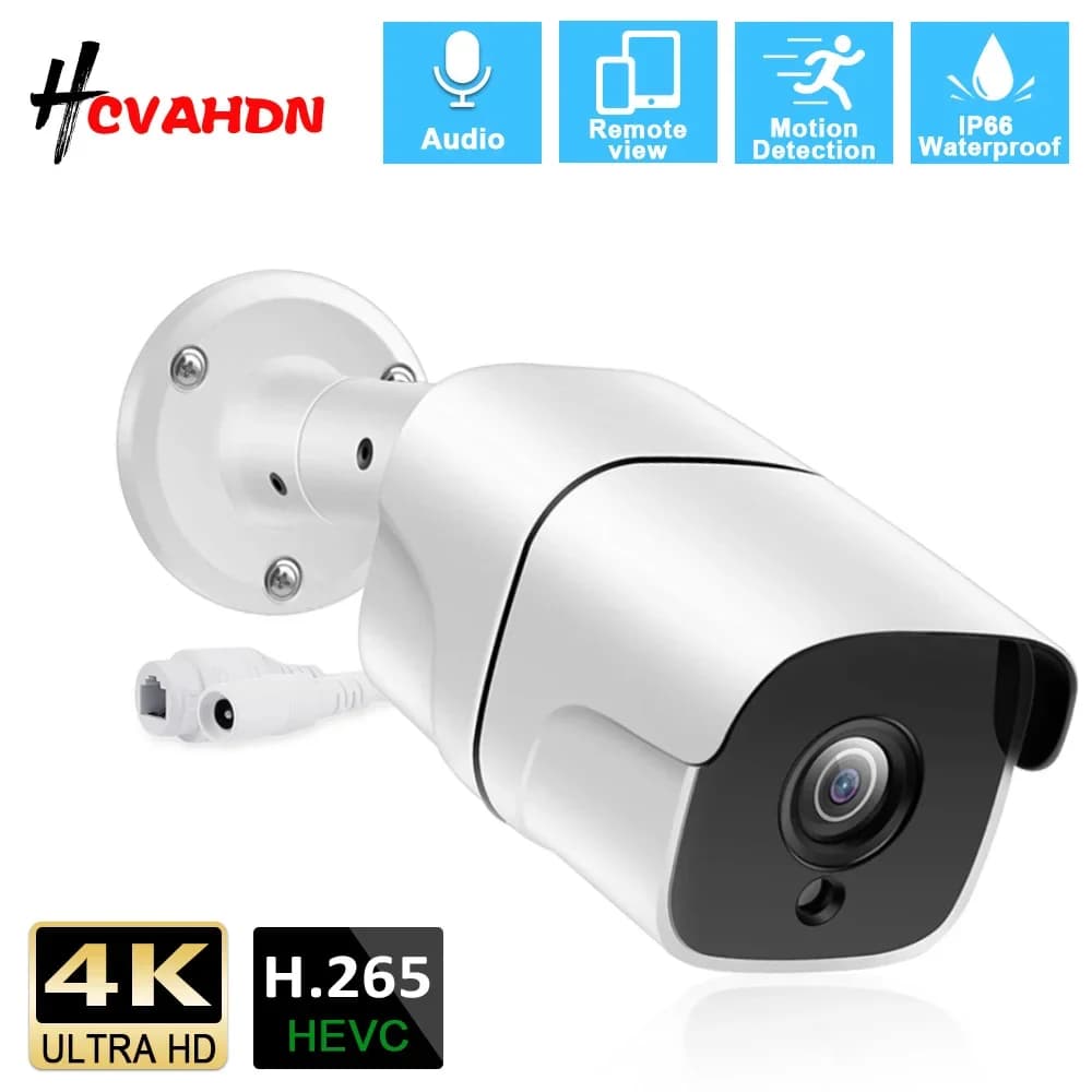 POE 4K 8MP POE CCTV Security Surveillance Camera Outdoor Street Waterproof IP Bullet Camera HD 5MP POE Monitoring Cam Audio Reco