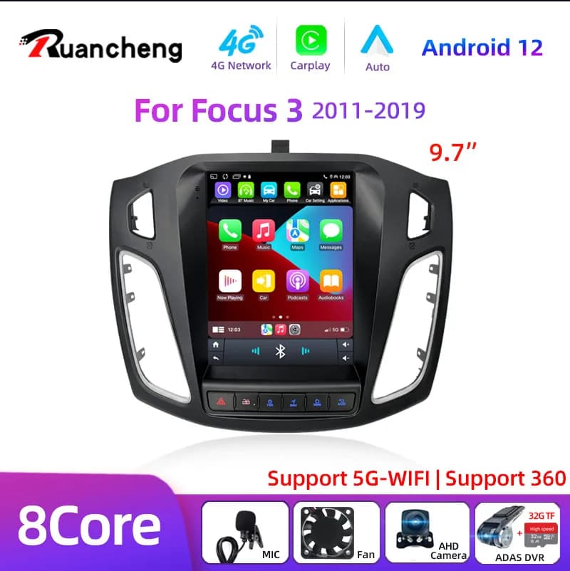 8Core 2 Din Android 12 Autoradio for Ford Focus 3 Mk 3 2011 2012 - 2019 2Din Carplay Auto Stereo DVD multimedia video player