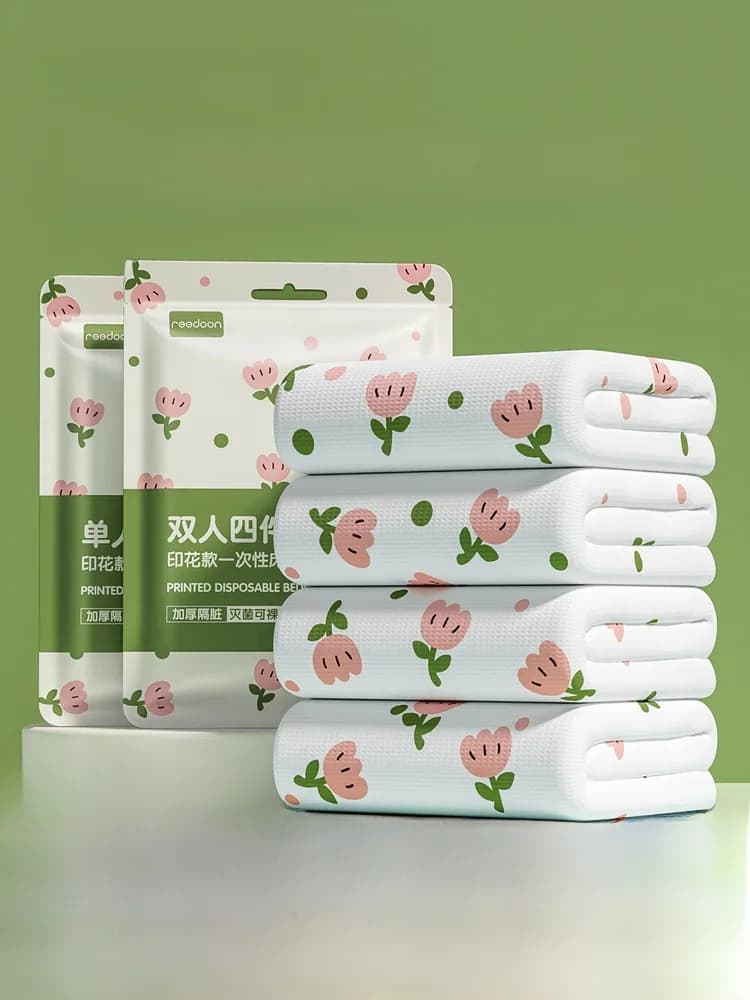 Set of Disposable Sheets with Federa, Cover Thickness for Hotel, Set of Three or Four Pieces, Travel Pear Bag, Camping Accessories