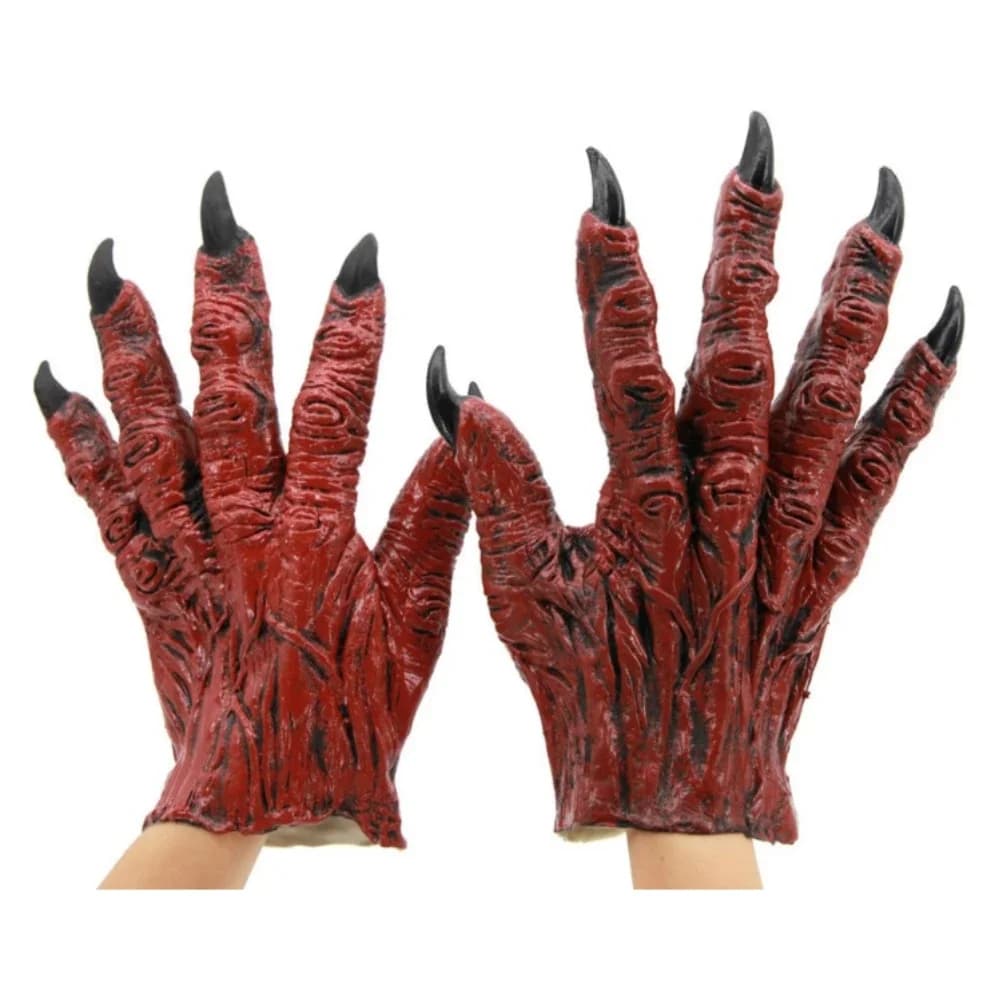 1 paio di mani da demone in lattice guanti da mostro spaventoso festa di Halloween cosplay spaventoso scheletro osso artiglio mano Reaper guanto costume puntelli