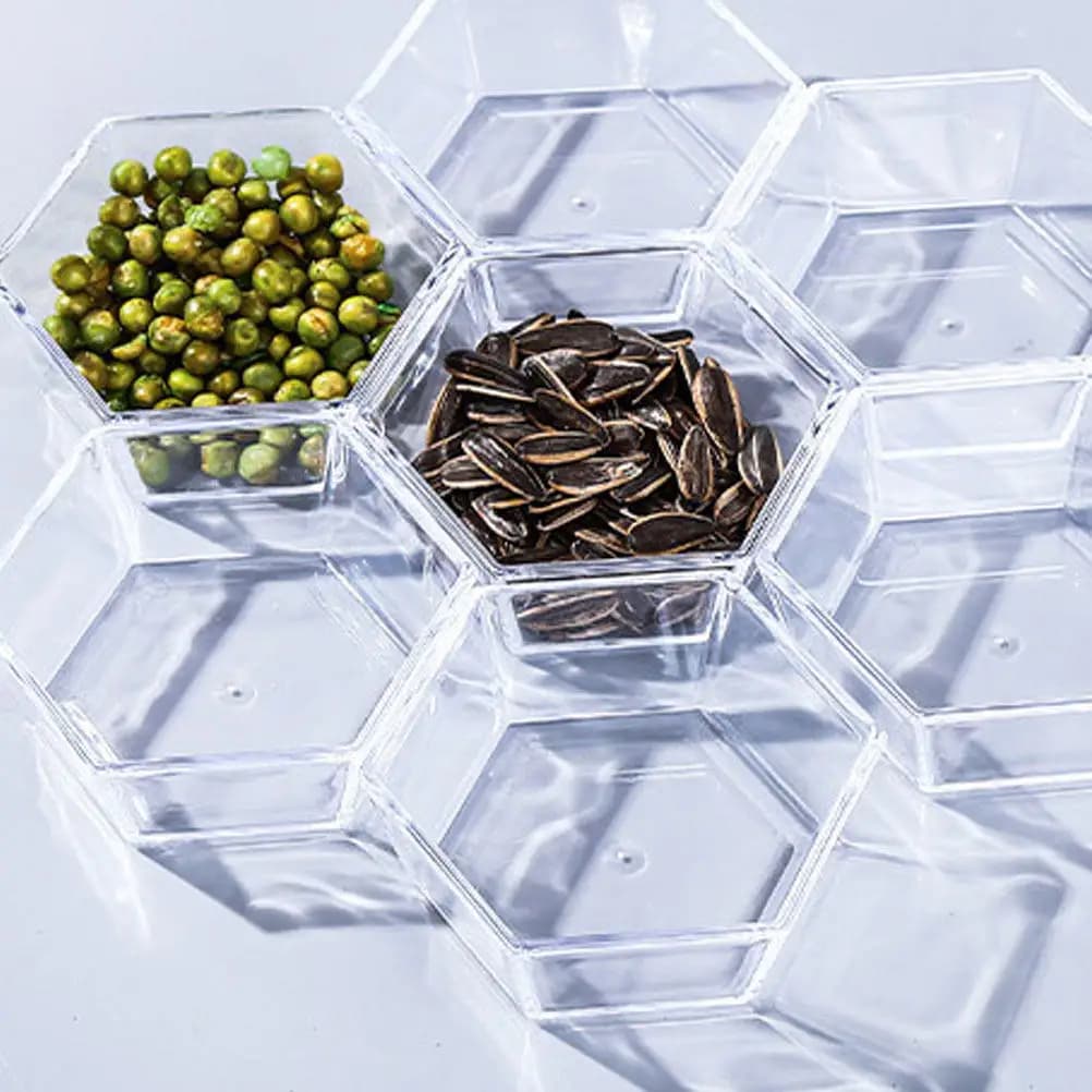 Set di 2 Piatti per Frutta in Acrilico Ecologico, Vassoio per Snack, Contenitore per Conservazione, Accessorio da Cucina, Stoviglie per Casa, Design Trasparente per Frutta Secca