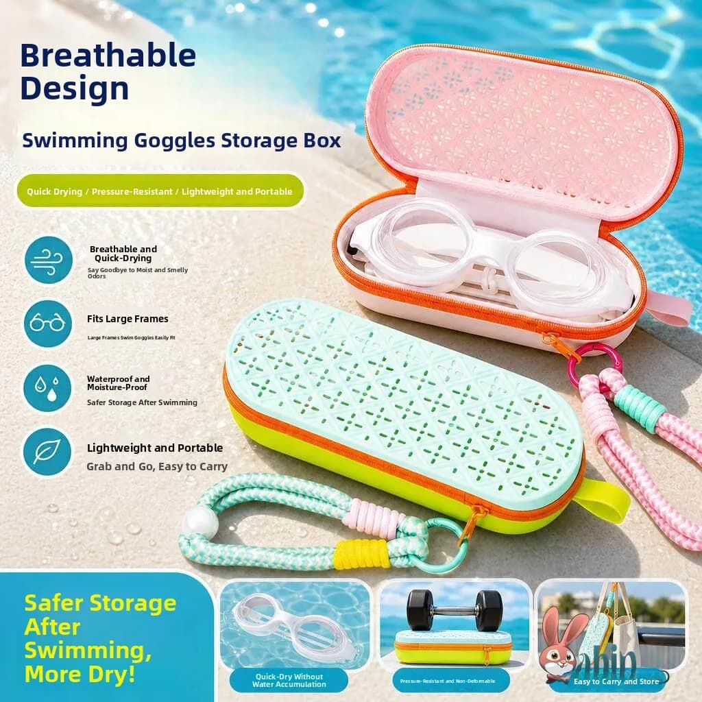 Portable Silicone Swimming Goggles Storage Box Anti-pressure Shockproof Breathable Hanging Bag for Water Sports Accessories