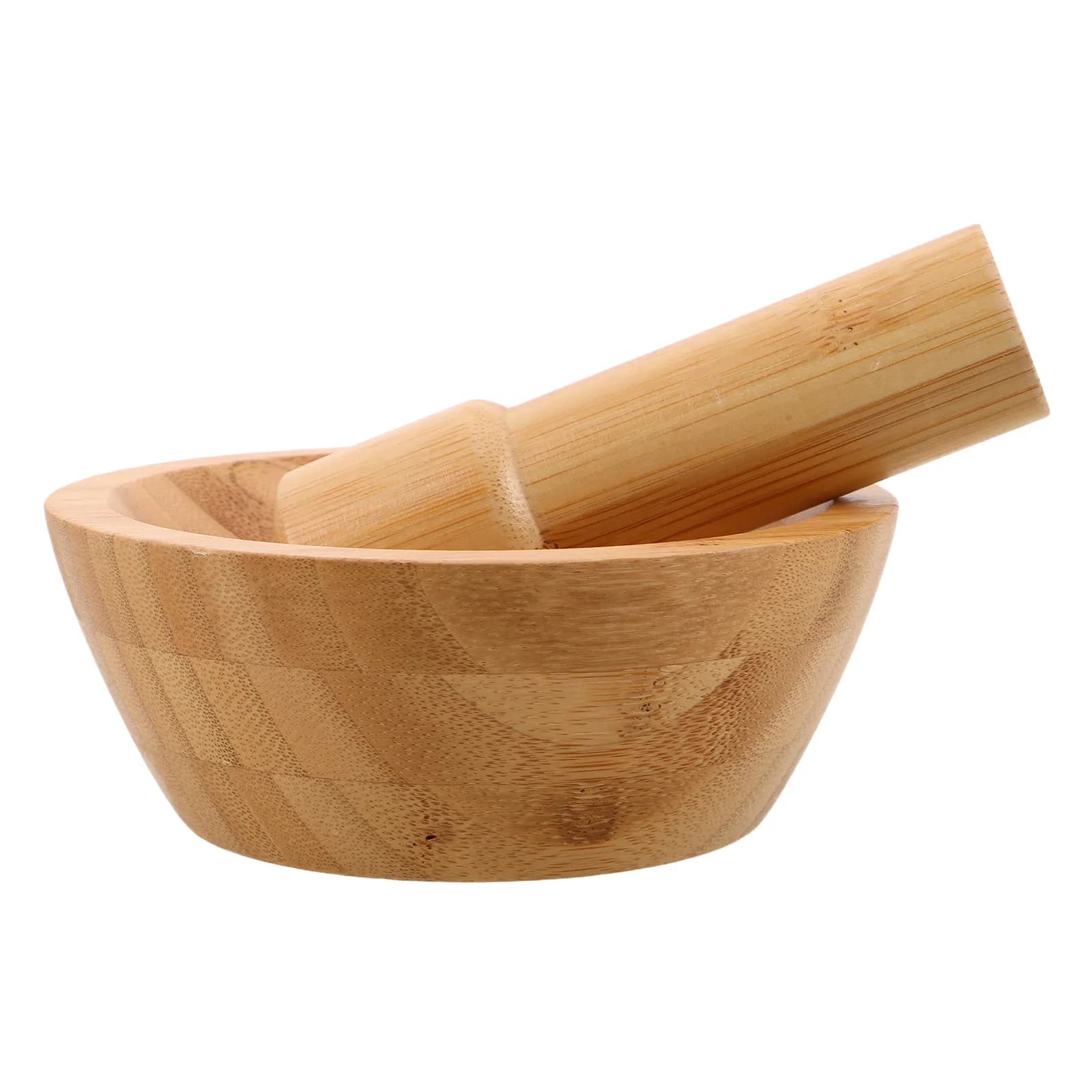 Bamboo Mortar and Pestle Set Versatile Food Grinder Garlic Crusher Spice Grinding Bowl Kitchen Tool Mortar and Pestle Set
