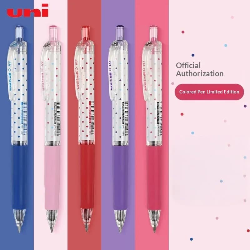 UNI 0.38 UMN138S Penna gel dal design carino a pois, inchiostro estetico a rapida asciugatura e a prova di sbavature, punta ultra fine, articoli di cancelleria per la scuola