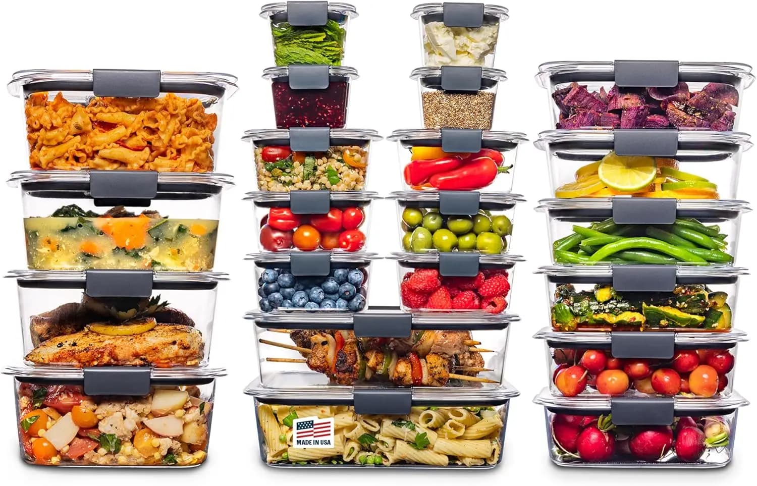 Set di contenitori ermetici per alimenti da 44 pezzi, a prova di perdite per la preparazione dei pasti e il conservazione dei residui.