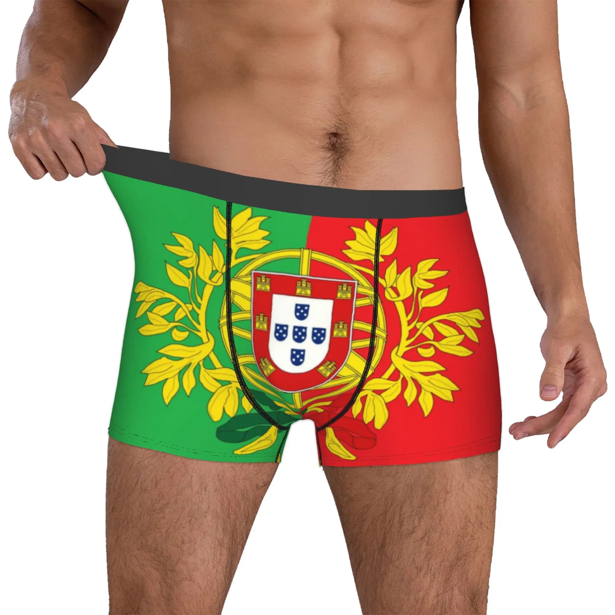 Portugal Flag Underwear Male Printed Portuguese Flag Boxer Shorts Panties Briefs Breathable Underpants