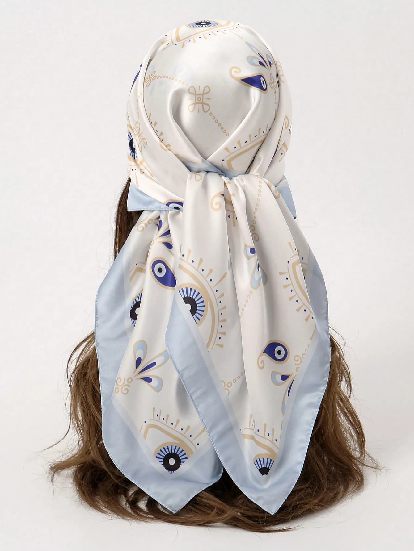 1pc Simple Print 90cm Square Scarf, New Spring Bandana Style Headwrap, Versatile Waistband, Accessory Sash For Women