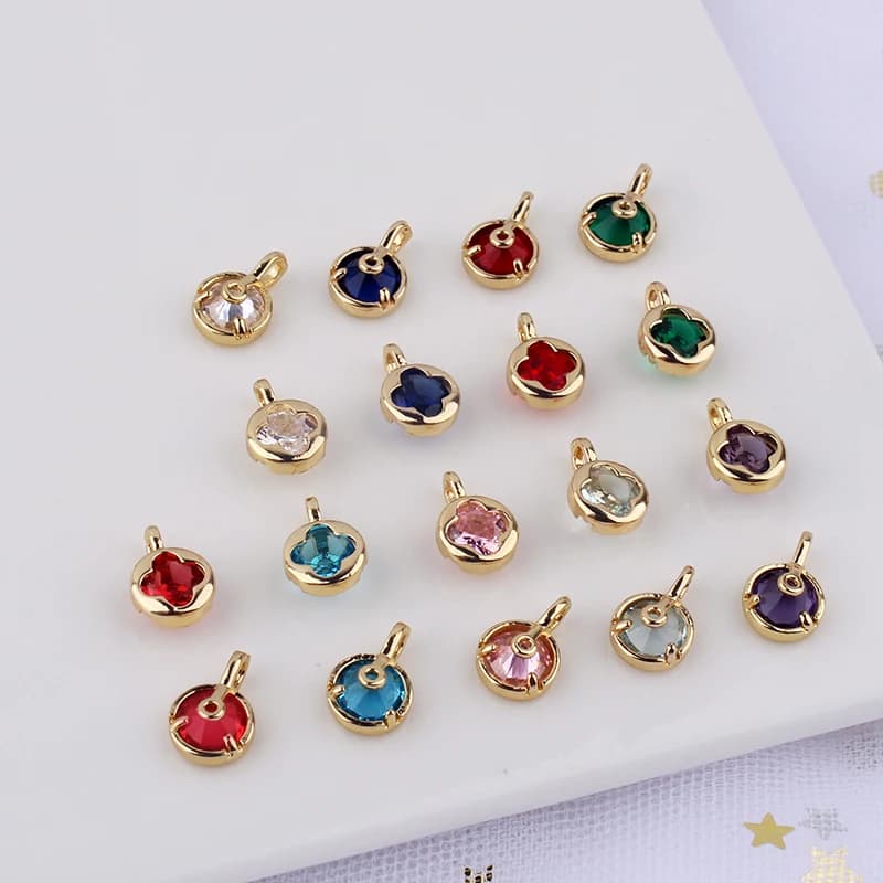 10pcs Diy Accessories Gilt Color Preservation Flowers Zircon Small Pendant Bracelet Necklace Handmade Material Pendant Charms