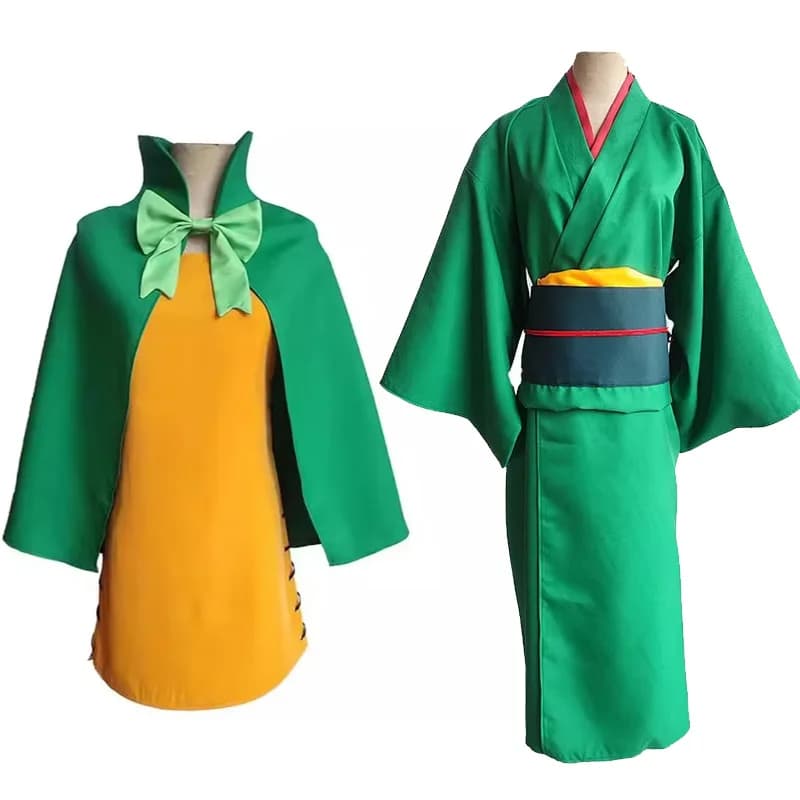 Wano Country Katherine Kyasarin Cosplay Kimono verde accappatoio Carota Costumi Law Accappatoio kimono Abbigliamento
