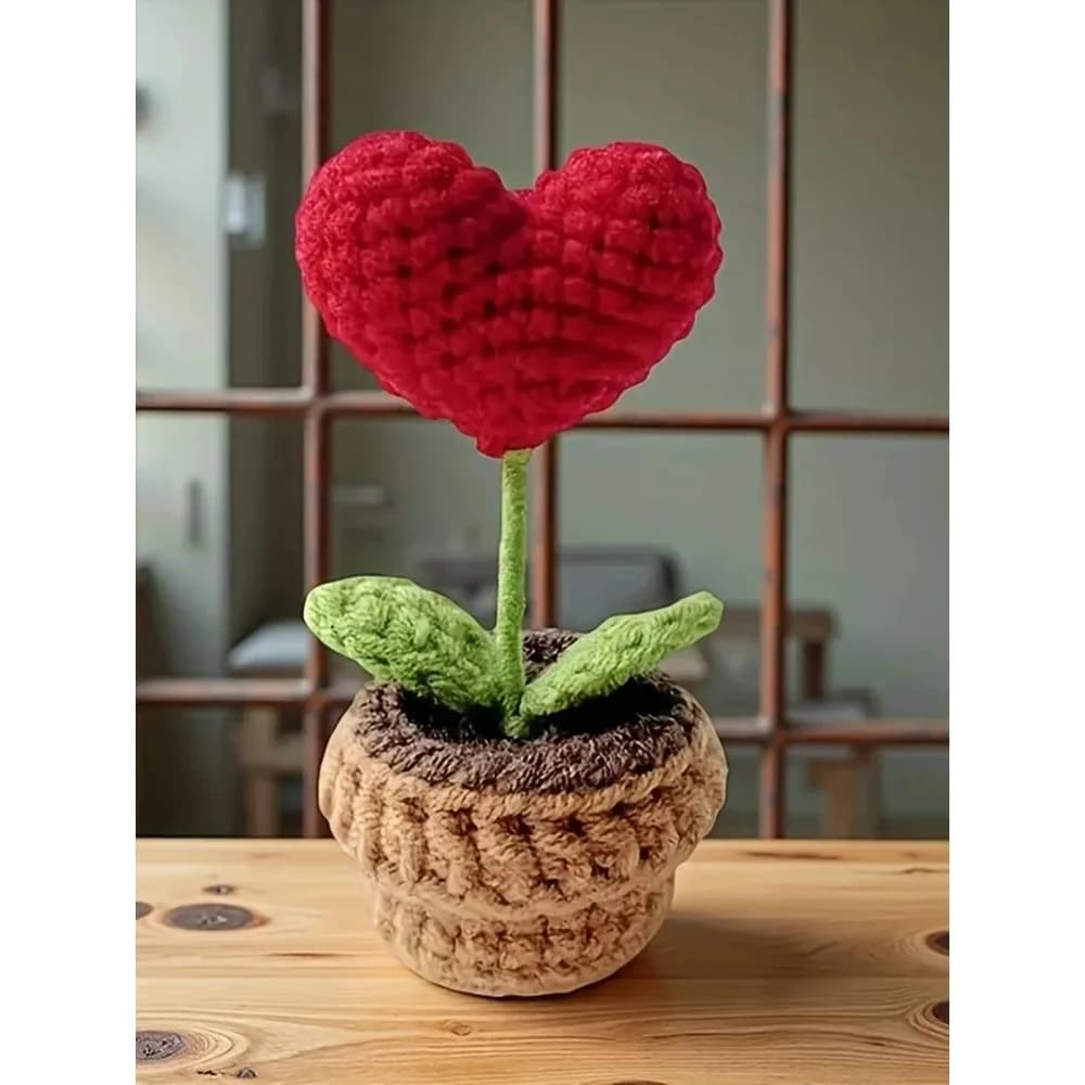 Pianta in Vaso Decorativa Intrecciata a Mano, Fiore Simulato in Vaso, Decorazione Floreale, Regalo Creativo, Ornamento