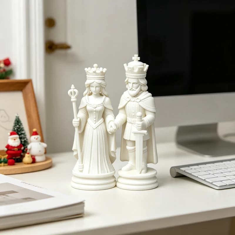 1 set of chess king and queen figurines, mini chess piece statues, modern desk ornaments, collector-grade gifts