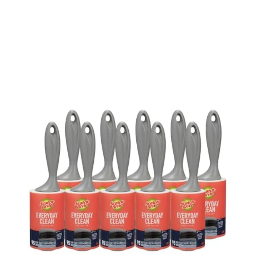 Rullo Levapelucchi Everyday Clean per Peli di Animali Domestici, Vestiti Scuri, Mobili e Superfici Spolverate - Nero - Raccoglie Peli e Lanugine - Confezione da 10 - 950 Adesivi