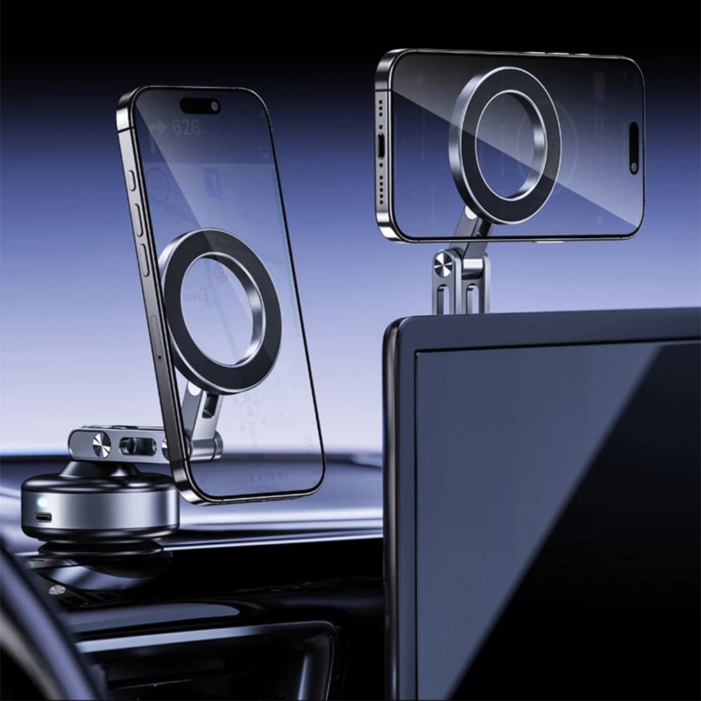 Supporto Magnetico per Telefono da Auto con Ventosa 360° Compatibile con Magsafe ° Supporto Magnetico Intelligente Girevole e Pieghevole per Auto, Stabile, per iPhone