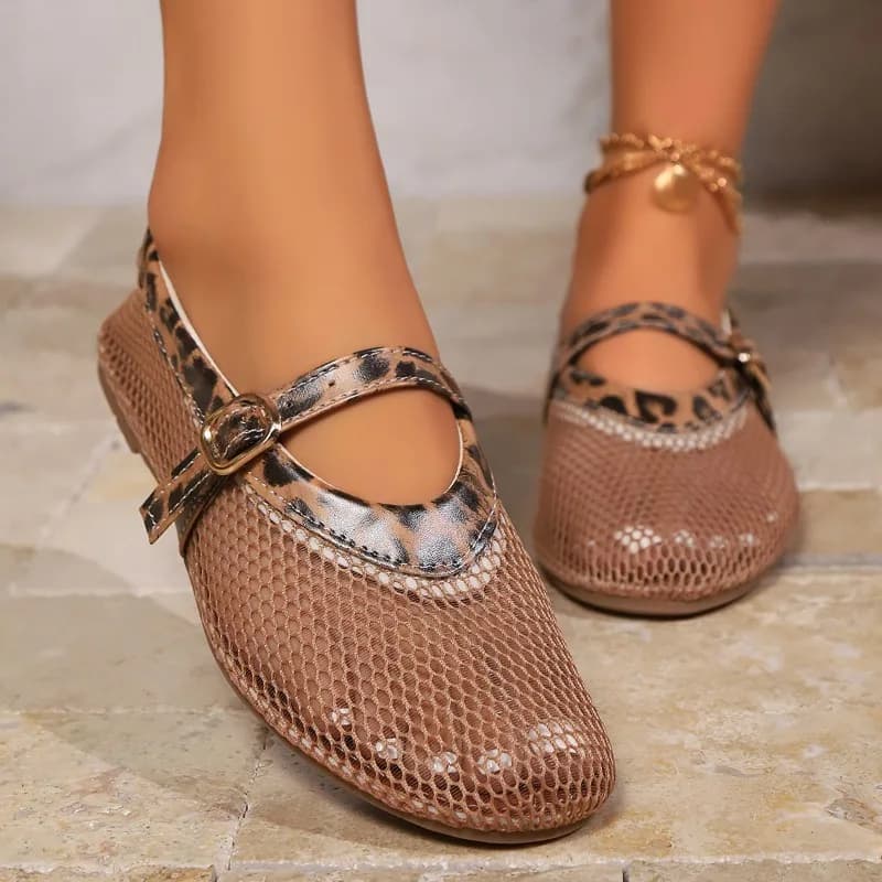 Women's Breathable Mesh Dancers With Summer Round Toe Casual Comfortable Single Shoes Mary Janes With Cut-out Fashionable mesh Shoes