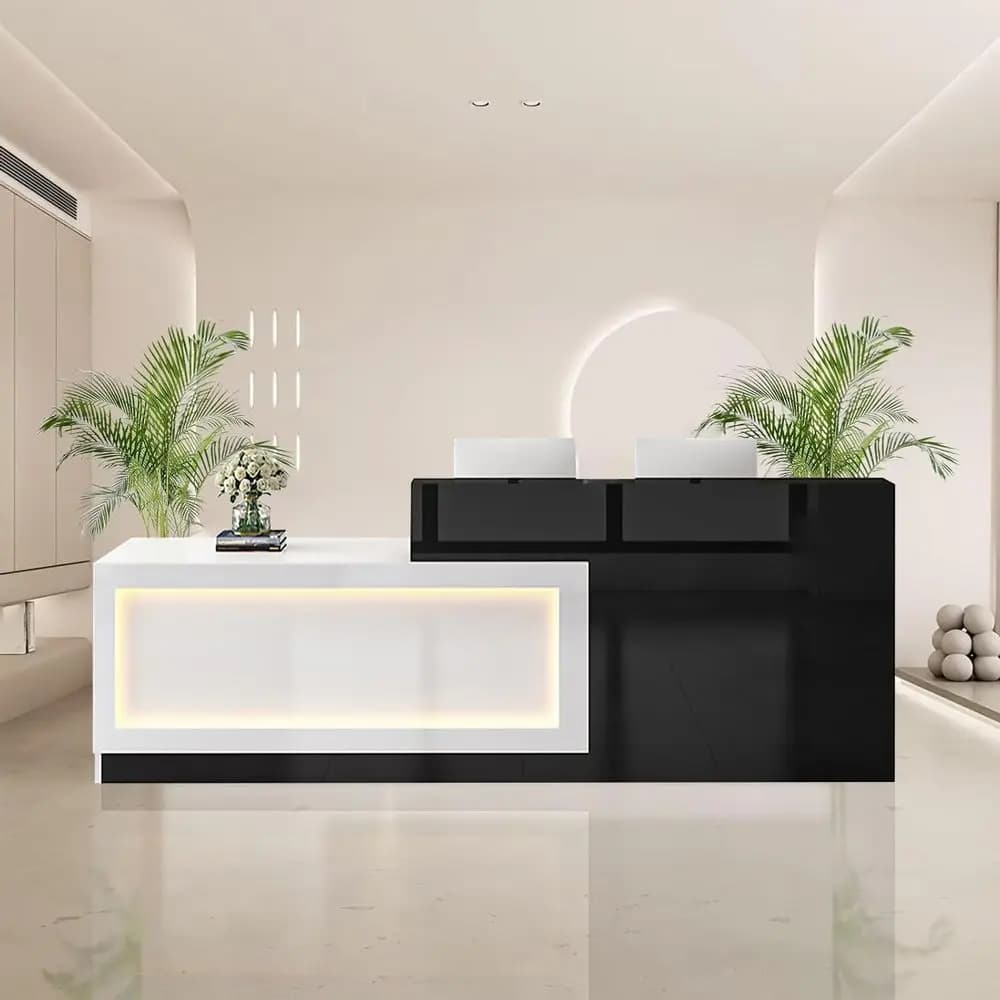 Bancone Reception con Illuminazione LED e Gestione Cavi per Uso Commerciale e Saloni di Bellezza