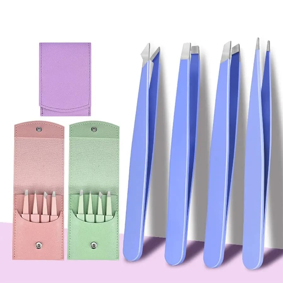 4 pezzi tagliacapelli per sopracciglia in acciaio inossidabile set pinze per depilazione bocca obliqua e dritta clip per tagliare le sopracciglia strumento di bellezza
