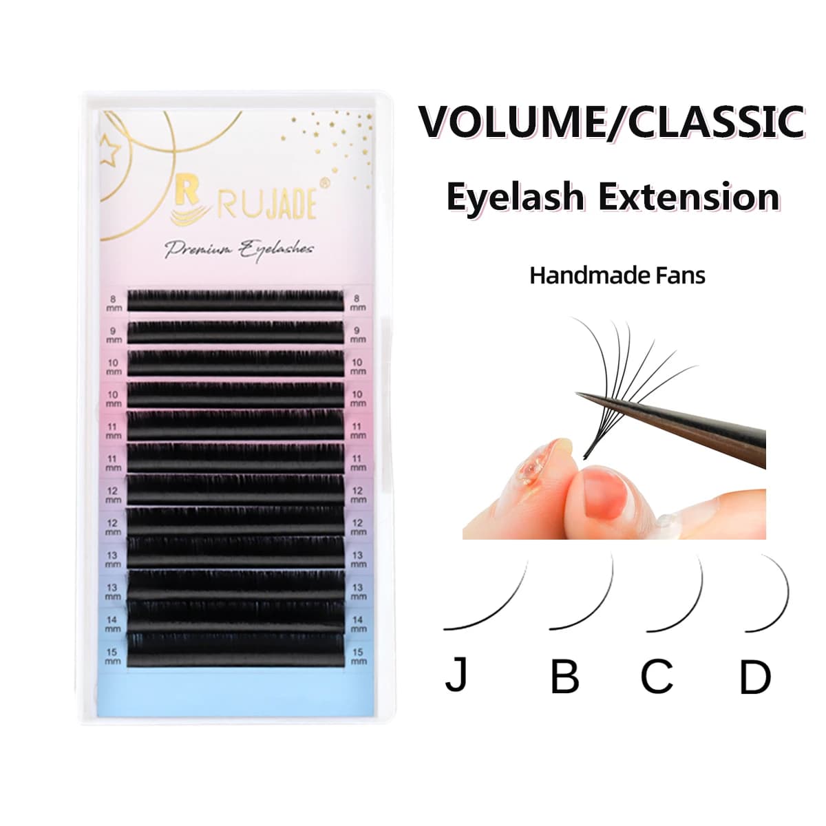 Fake mink curl volume 0.03-0,20 mm mix of classic eyelashes (8-15) mix (15-20) mix of lower eyelashes (5-7 mm) under the eyelashes