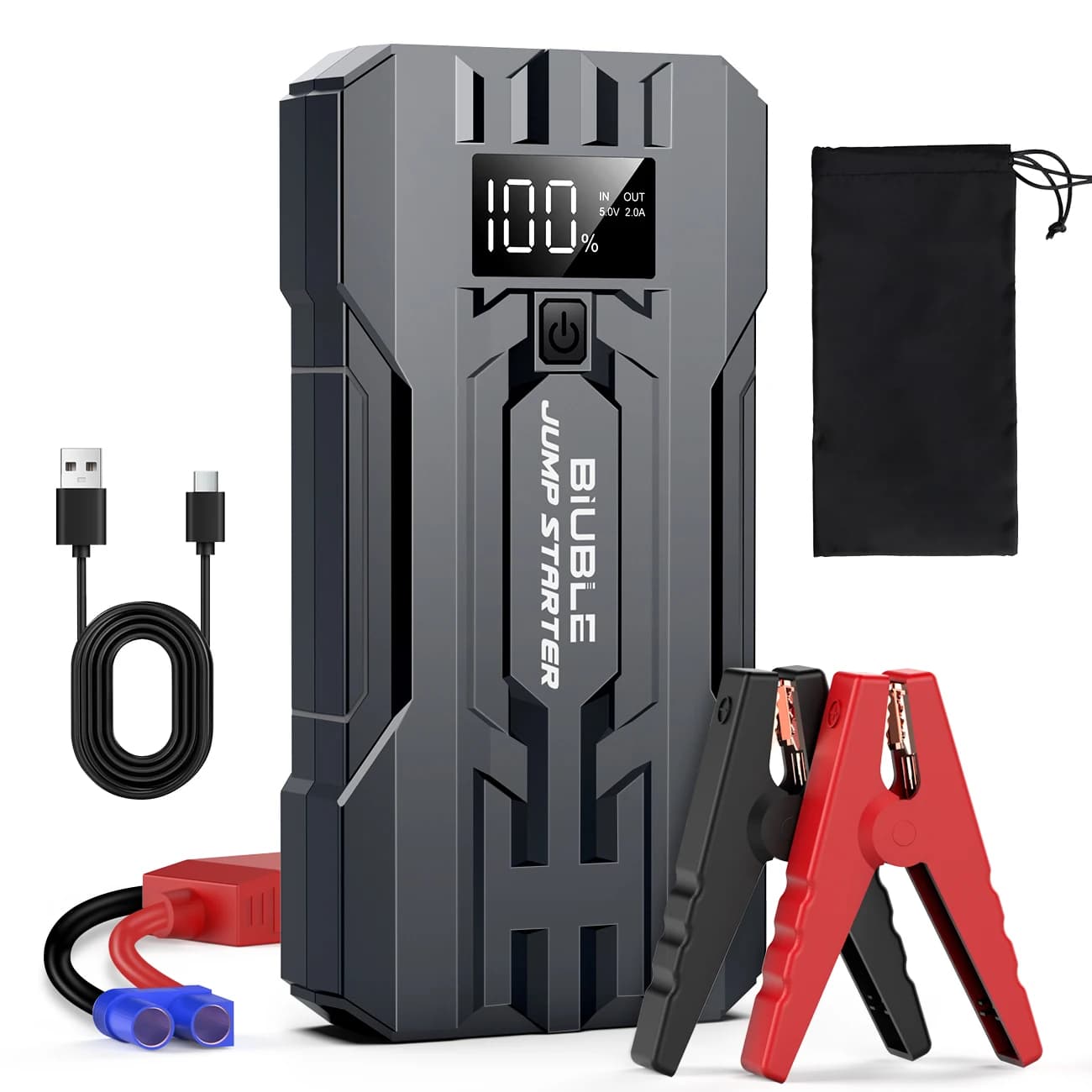 3000A peak current, 20000mAh emergency jump starter, (8.0L GAS, 6.5L diesel) portable power bank