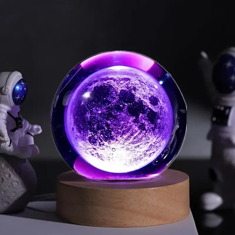 1 pz 3D Luna incisione laser sfera di cristallo luce notturna a LED, soggiorno camera da letto decorazione della casa luce, luce notturna per il sonno, per frie