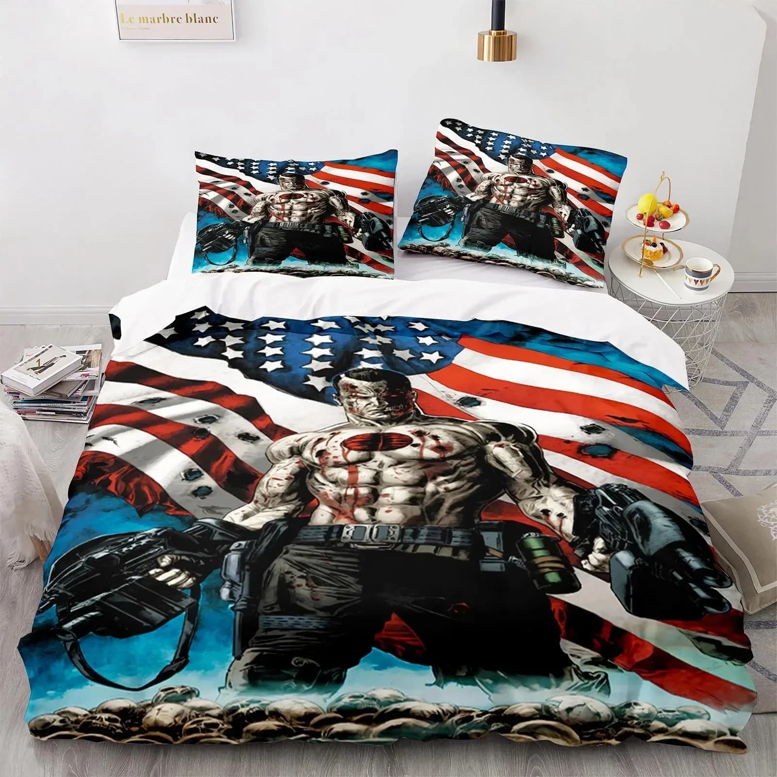 Set di Biancheria da Letto BloodShot Blood Warrior per Ragazzi e Ragazze, Copripiumino e Federe per Letto Singolo e Matrimoniale, Tessili per la Casa per Bambini e Adulti